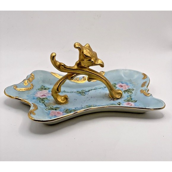 Vintage Floral Ring Holder Trinket Dish Used - Picture 12 of 14